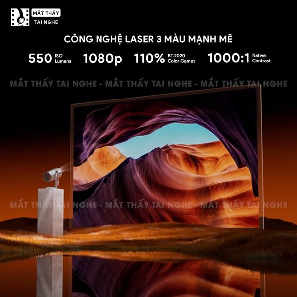 XGIMI MoGo 4 Laser - Máy chiếu di động thông minh tích hợp Google TV & Netflix bản quyền, độ sáng 550 ISO lumens, độ phân giải chuẩn Full HD, thiết kế chân Gimbal xoay 360 độ linh hoạt và Pin tích hợp 71.28Wh