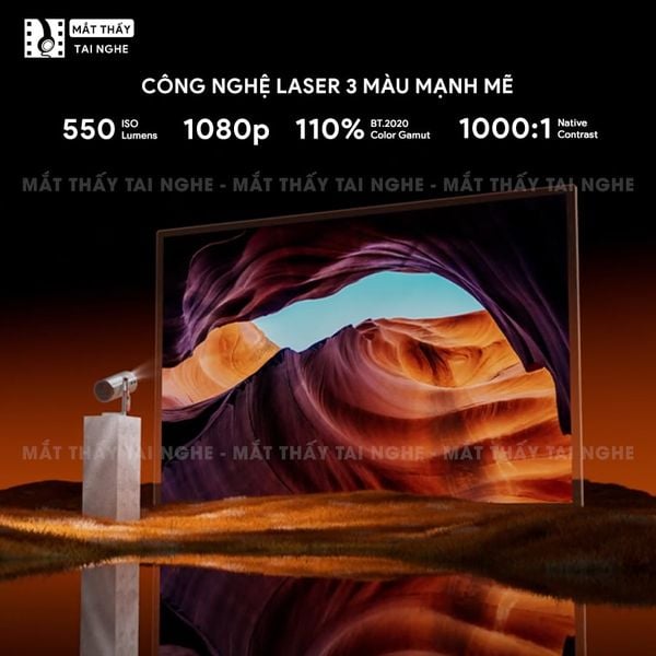 XGIMI MoGo 4 Laser Outdoor Collection - Bộ máy chiếu di động thông minh tích hợp Google TV & Netflix bản quyền, độ sáng 550 ISO lumens, độ phân giải chuẩn Full HD, thiết kế chân Gimbal xoay 360 độ linh hoạt và Pin tích hợp 71.28Wh