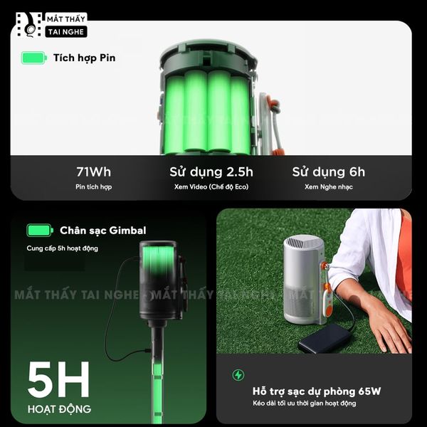 XGIMI MoGo 4 Laser Outdoor Collection - Bộ máy chiếu di động thông minh tích hợp Google TV & Netflix bản quyền, độ sáng 550 ISO lumens, độ phân giải chuẩn Full HD, thiết kế chân Gimbal xoay 360 độ linh hoạt và Pin tích hợp 71.28Wh