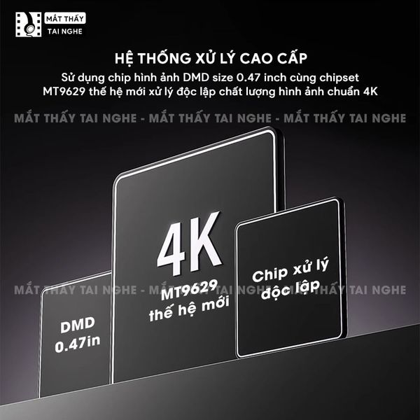 JMGO N1s Pro 4K Quốc tế - Máy chiếu thông minh tích hợp Google TV và hỗ trợ Netflix chính chủ, độ phân giải 4K UHD 3840x2160p, độ sáng 2.400 Ansi lumens