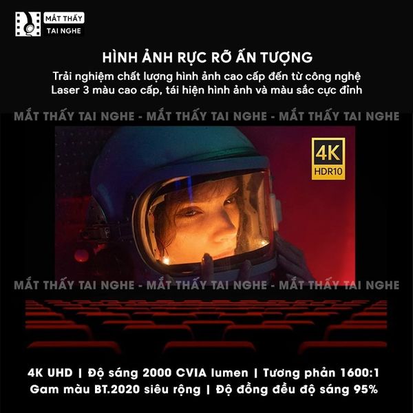 JMGO N1s Pro 4K Quốc tế - Máy chiếu thông minh tích hợp Google TV và hỗ trợ Netflix chính chủ, độ phân giải 4K UHD 3840x2160p, độ sáng 2.400 Ansi lumens