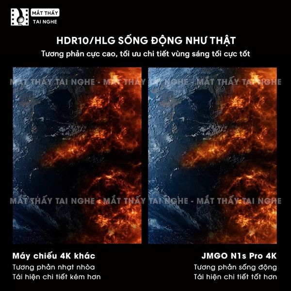 JMGO N1s Pro 4K Quốc tế - Máy chiếu thông minh tích hợp Google TV và hỗ trợ Netflix chính chủ, độ phân giải 4K UHD 3840x2160p, độ sáng 2.400 Ansi lumens