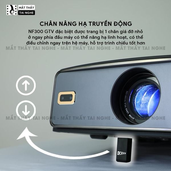 Xview NF300 GTV - Máy chiếu LED LCD sáng nhất hiện nay, độ sáng lên đến 1.800 ansi, phân giải thực chuẩn Full HD 1080p, hỗ trợ hệ điều hành Google TV mượt mà và chứng chỉ xem Netflix