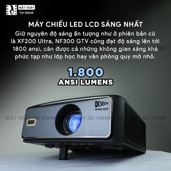 Xview NF300 GTV - Máy chiếu LED LCD sáng nhất hiện nay, độ sáng lên đến 1.800 ansi, phân giải thực chuẩn Full HD 1080p, hỗ trợ hệ điều hành Google TV mượt mà và bản quyền Netflix chính chủ