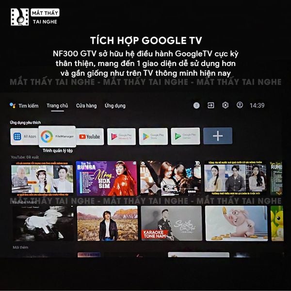 Xview NF300 GTV - Máy chiếu LED LCD sáng nhất hiện nay, độ sáng lên đến 1.800 ansi, phân giải thực chuẩn Full HD 1080p, hỗ trợ hệ điều hành Google TV mượt mà và chứng chỉ xem Netflix