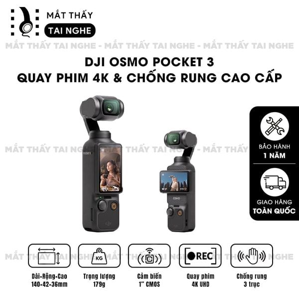 DJI Osmo Pocket 3 - Camera gimbal nhỏ gọn, Quay phim 4K UHD chuyên nghiệp và Chống rung cao cấp