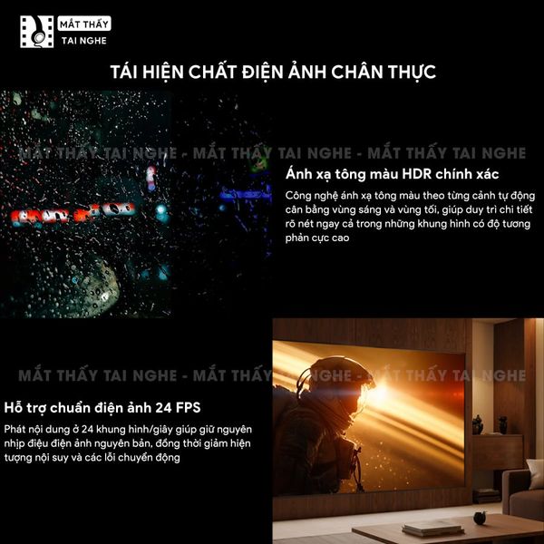 XGIMI Titan Noir - Máy chiếu 4K thông minh cao cấp, tích hợp Google TV, sử dụng công nghệ RGB Triple Laser, độ phân giải chuẩn 4K UHD, độ sáng 4.800 ISO Lumens, đạt chứng nhận IMAX Enhanced & Dolby Vision và tích hợp loa Harman Kardon