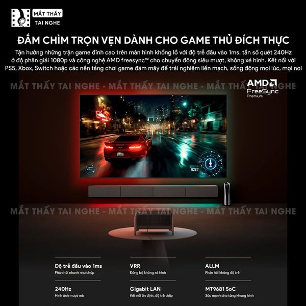 XGIMI Titan Noir - Máy chiếu 4K thông minh cao cấp, tích hợp Google TV, sử dụng công nghệ RGB Triple Laser, độ phân giải chuẩn 4K UHD, độ sáng 4.800 ISO Lumens, đạt chứng nhận IMAX Enhanced & Dolby Vision và tích hợp loa Harman Kardon