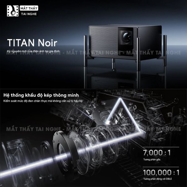 XGIMI Titan Noir - Máy chiếu 4K thông minh cao cấp, tích hợp Google TV, sử dụng công nghệ RGB Triple Laser, độ phân giải chuẩn 4K UHD, độ sáng 4.800 ISO Lumens, đạt chứng nhận IMAX Enhanced & Dolby Vision và tích hợp loa Harman Kardon