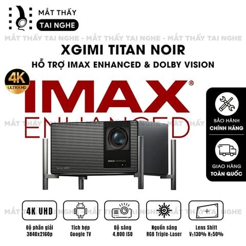 XGIMI Titan Noir - Máy chiếu 4K thông minh cao cấp, tích hợp Google TV, sử dụng công nghệ RGB Triple Laser, độ phân giải chuẩn 4K UHD, độ sáng 4.800 ISO Lumens, đạt chứng nhận IMAX Enhanced & Dolby Vision và tích hợp loa Harman Kardon