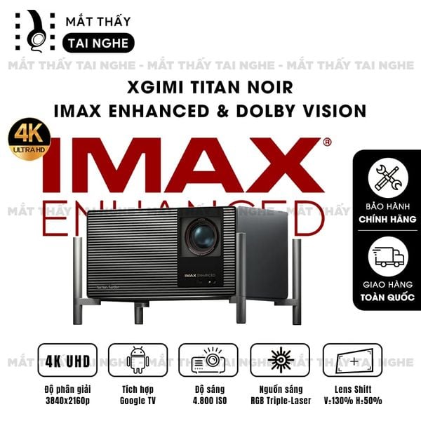 XGIMI Titan Noir - Máy chiếu 4K thông minh cao cấp, tích hợp Google TV, sử dụng công nghệ RGB Triple Laser, độ phân giải chuẩn 4K UHD, độ sáng 4.800 ISO Lumens, đạt chứng nhận IMAX Enhanced & Dolby Vision và tích hợp loa Harman Kardon