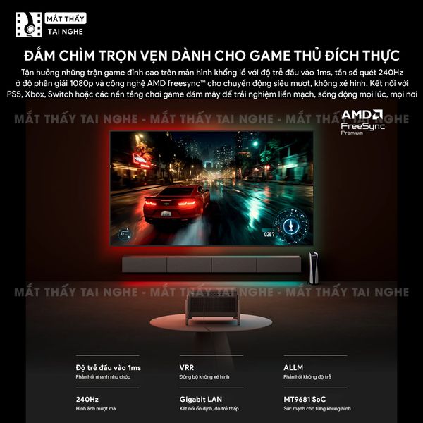 XGIMI Titan Noir Max - Máy chiếu 4K thông minh cao cấp, tích hợp Google TV, sử dụng công nghệ RGB Triple Laser, độ phân giải chuẩn 4K UHD, độ sáng 7.000 ISO Lumens, đạt chứng nhận IMAX Enhanced & Dolby Vision và tích hợp loa Harman Kardon