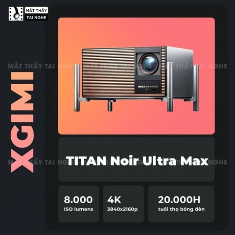 XGIMI Titan Noir Ultra Max - Máy chiếu 4K thông minh cao cấp, tích hợp Google TV, sử dụng công nghệ RGB Triple Laser, độ phân giải chuẩn 4K UHD, độ sáng 8.000 ISO Lumens, đạt chứng nhận IMAX Enhanced & Dolby Vision và tích hợp loa Harman Kardon