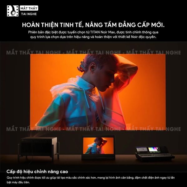 XGIMI Titan Noir Ultra Max - Máy chiếu 4K thông minh cao cấp, tích hợp Google TV, sử dụng công nghệ RGB Triple Laser, độ phân giải chuẩn 4K UHD, độ sáng 8.000 ISO Lumens, đạt chứng nhận IMAX Enhanced & Dolby Vision và tích hợp loa Harman Kardon