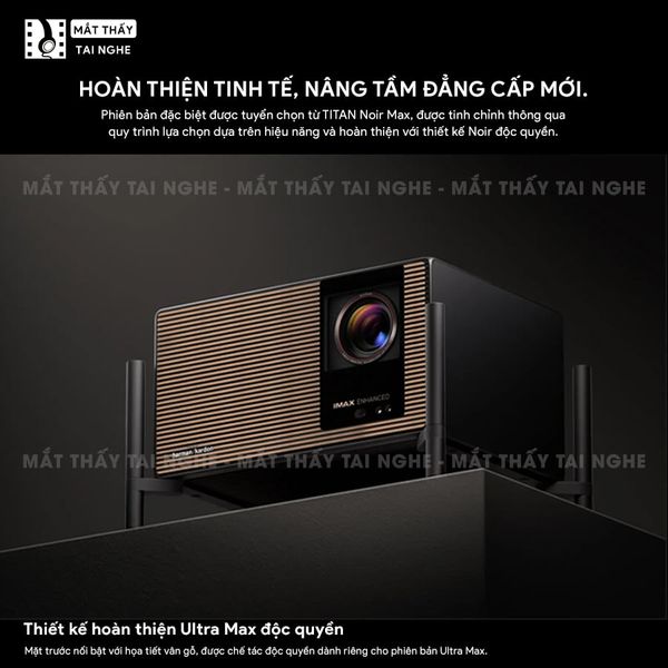 XGIMI Titan Noir Ultra Max - Máy chiếu 4K thông minh cao cấp, tích hợp Google TV, sử dụng công nghệ RGB Triple Laser, độ phân giải chuẩn 4K UHD, độ sáng 8.000 ISO Lumens, đạt chứng nhận IMAX Enhanced & Dolby Vision và tích hợp loa Harman Kardon