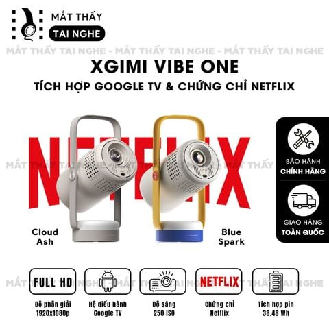 XGIMI Vibe One - Máy chiếu di động thông minh tích hợp Google TV và Netflix chính chủ, sử dụng công nghệ LED LCD, độ sáng 250 ISO lumens, độ phân giải chuẩn Full HD cho hình ảnh và màu sắc cực đẹp