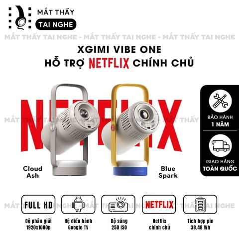 Xgimi Vibe One - Máy chiếu di động thông minh tích hợp Google TV và Netflix chính chủ, sử dụng công nghệ LED LCD, độ sáng 250 ISO lumens, độ phân giải chuẩn Full HD cho hình ảnh và màu sắc cực đẹp