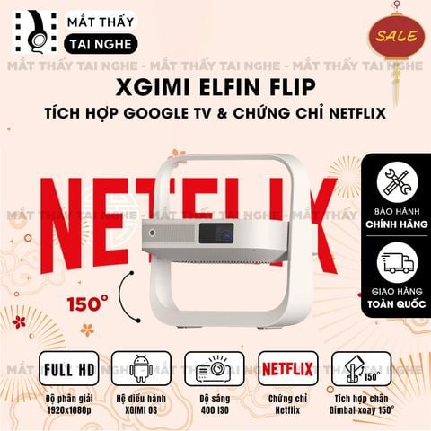 XGIMI Elfin Flip - Máy chiếu thông minh tích hợp Xgimi OS, sử dụng công nghệ DLP, độ sáng 400 ISO lumens, độ phân giải chuẩn Full HD cho hình ảnh và màu sắc cực đẹp