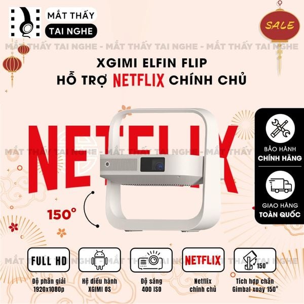 XGIMI Elfin Flip - Máy chiếu thông minh tích hợp Xgimi OS, sử dụng công nghệ DLP, độ sáng 400 ISO lumens, độ phân giải chuẩn Full HD cho hình ảnh và màu sắc cực đẹp