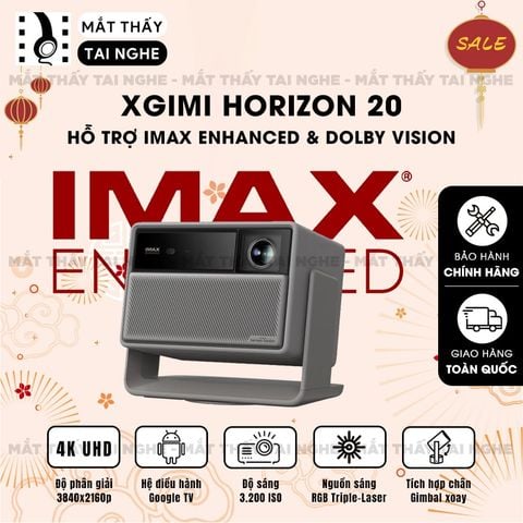 XGIMI Horizon 20 - Máy chiếu 4K thông minh tích hợp Google TV, sử dụng công nghệ RGB Triple Laser, độ phân giải chuẩn 4K UHD, độ sáng 3200 ISO Lumens, đạt chứng nhận IMAX Enhanced & Dolby Vision và tích hợp loa Harman Kardon