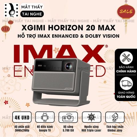 XGIMI Horizon 20 Max - Máy chiếu 4K thông minh tích hợp Google TV, sử dụng công nghệ RGB Triple Laser, độ phân giải chuẩn 4K UHD, độ sáng 5700 ISO Lumens, đạt chứng nhận IMAX Enhanced & Dolby Vision và tích hợp loa Harman Kardon