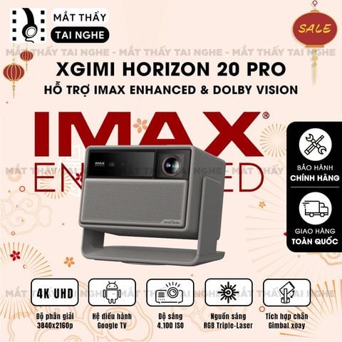 XGIMI Horizon 20 Pro - Máy chiếu 4K thông minh tích hợp Google TV, sử dụng công nghệ RGB Triple Laser, độ phân giải chuẩn 4K UHD, độ sáng 4100 ISO Lumens, đạt chứng nhận IMAX Enhanced & Dolby Vision và tích hợp loa Harman Kardon