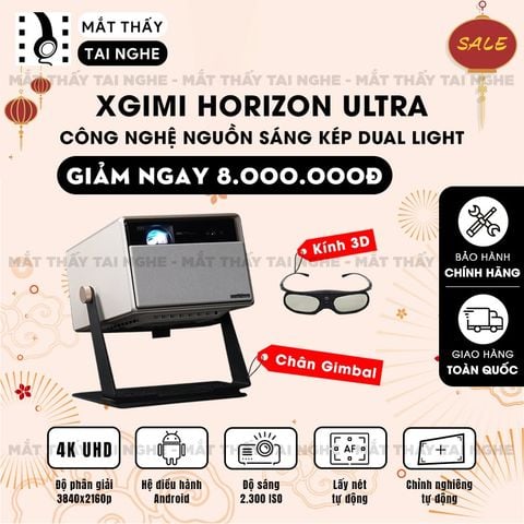 XGIMI Horizon Ultra - Máy chiếu 4K Dual Light LED-Laser thông minh chuẩn độ phân giải thực 4K, độ sáng 2300 ISO Lumens, Android TV 11, loa Harman Kardon Speakers, Dolby Vision, tự động lấy nét và tự động căn chỉnh góc chiếu
