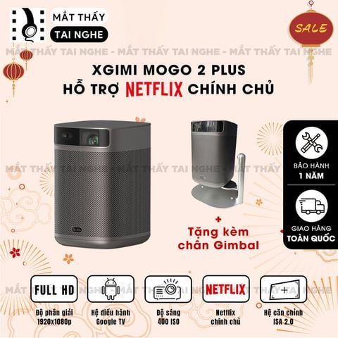 Xgimi Mogo 2 Plus - Máy chiếu thông minh tích hợp Google TV quốc tế, sử dụng công nghệ DLP, độ sáng 400 ISO lumens, độ phân giải chuẩn Full HD cho hình ảnh và màu sắc cực đẹp