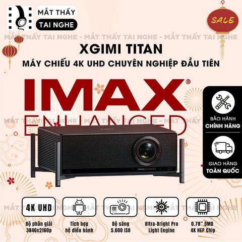 XGIMI Titan - Máy chiếu 4K chuyên nghiệp đầu tiên của Xgimi, sử dụng công nghệ Laser kép cao cấp, độ phân giải chuẩn 4K UHD, độ sáng 5000 ISO Lumens, tương phản 5.000.000:1, đạt chứng nhận IMAX Enhanced & Dolby Vision và tích hợp loa Harman Kardon