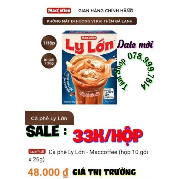 CacCoffee ly lớn cà phê sữa đá 260g ( 10 gói x 26g )