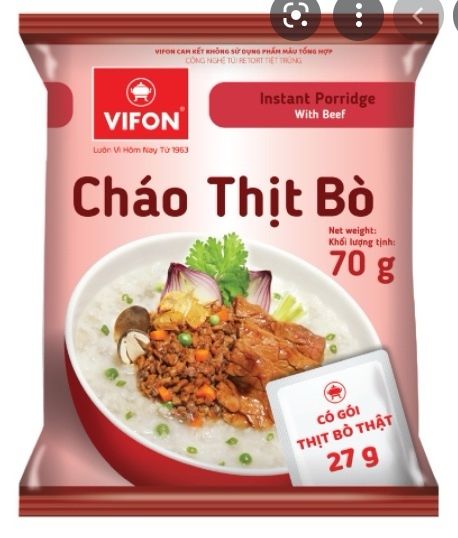 Cháo thịt bò Vifon gói 70g
