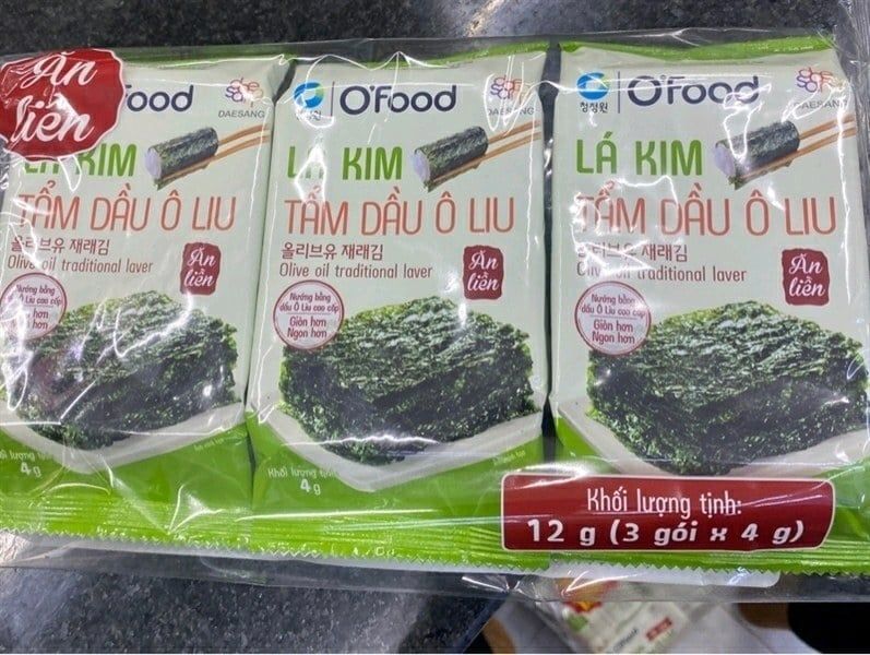 Lá kim tẩm dầu ô liu O'food lốc 3 gói x 4g