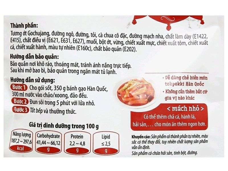 Sốt tokpokki Hàn Quốc O'food vị truyền thống gói 120g