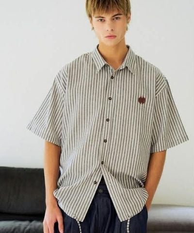 SƠ MI CỘC TAY SLOW.ACID KẺ OVERSIZE 7252