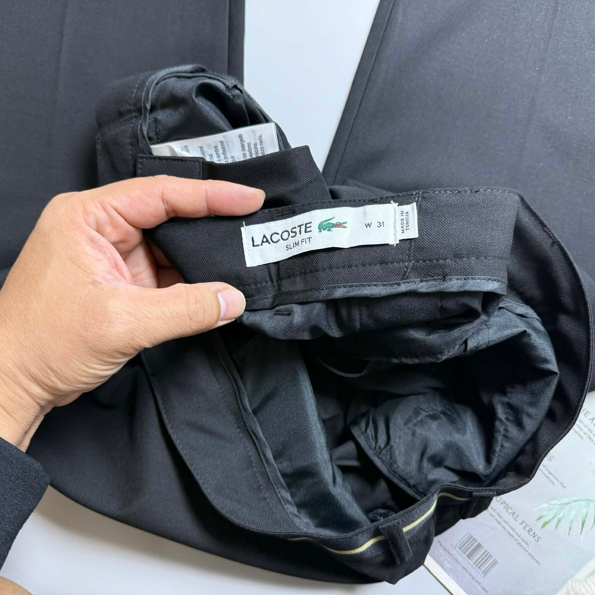 QUẦN VẢI LA.COSTE CẠP KẺ VÀNG SLIM 6811