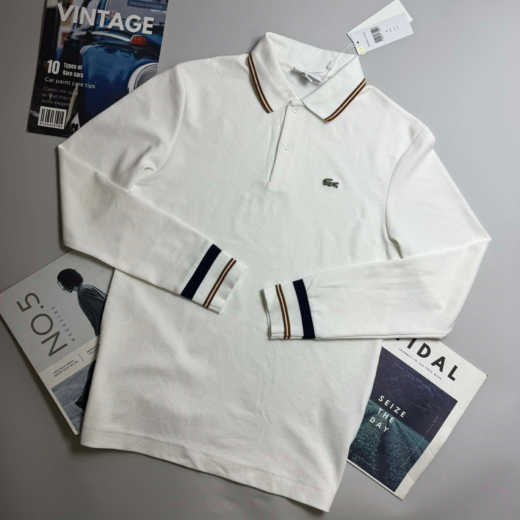 POLO DT LA.COSTE VIỀN KẺ CỔ & TAY SLIMFIT 6730