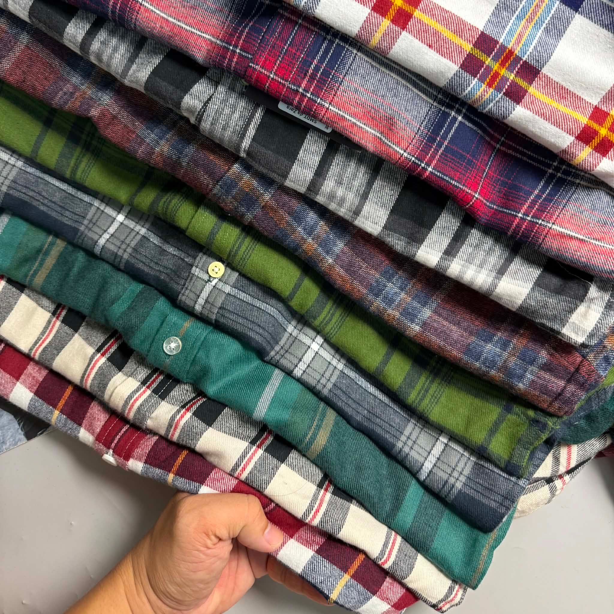 SƠ MI DÀI TAY ZA.RA FLANNEL DẠ KẺ 4076