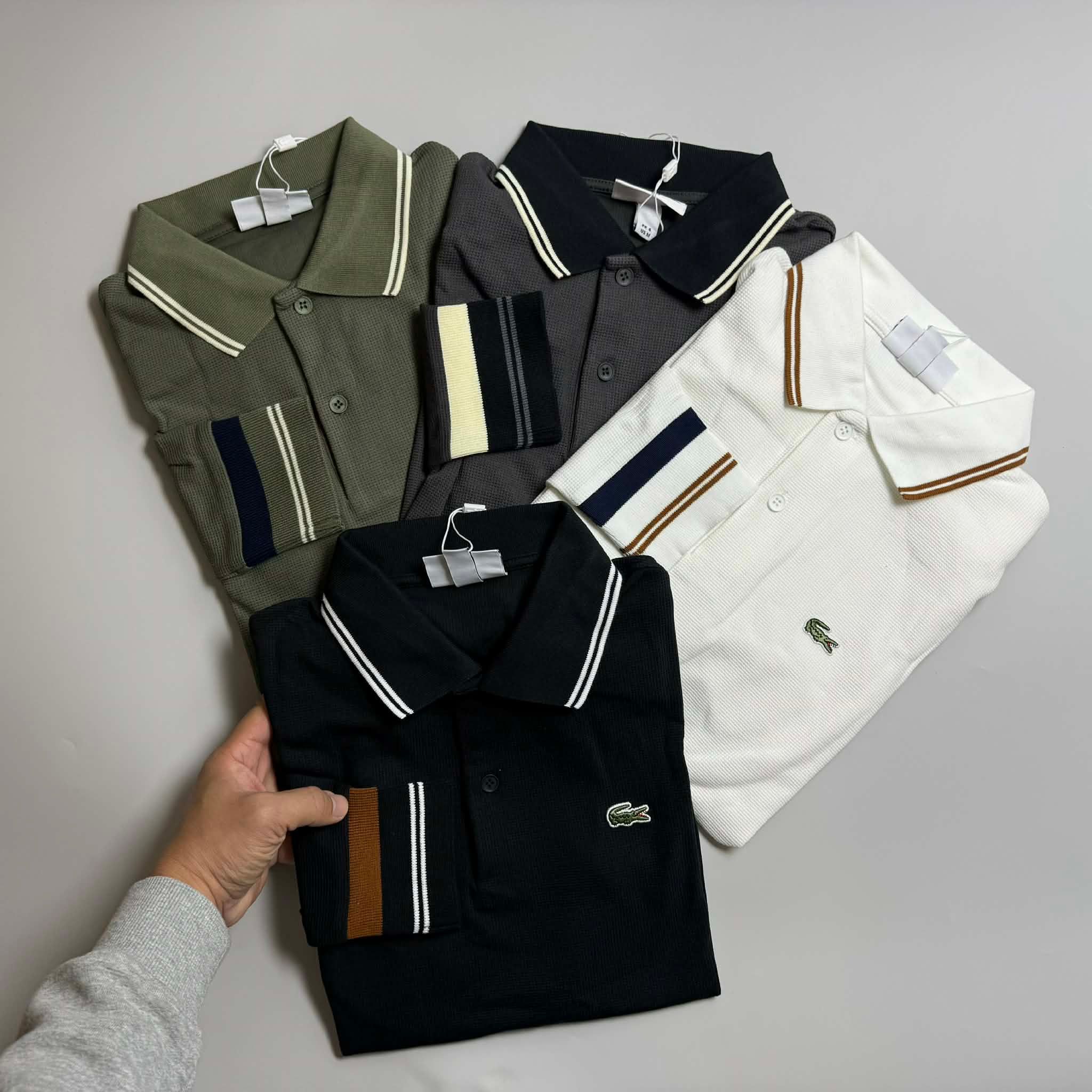 POLO DT LA.COSTE VIỀN KẺ CỔ & TAY SLIMFIT 6730