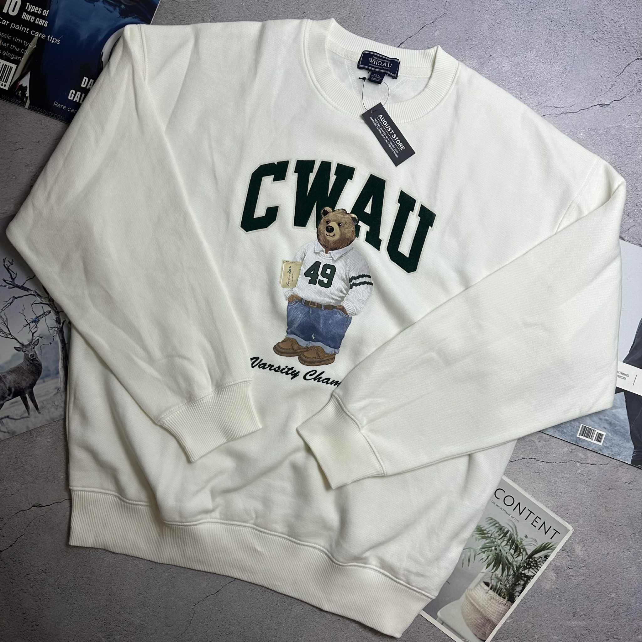 ÁO NỈ WHO.AU HÌNH GẤU STEVE UNISEX MẶC ĐÔI 7120