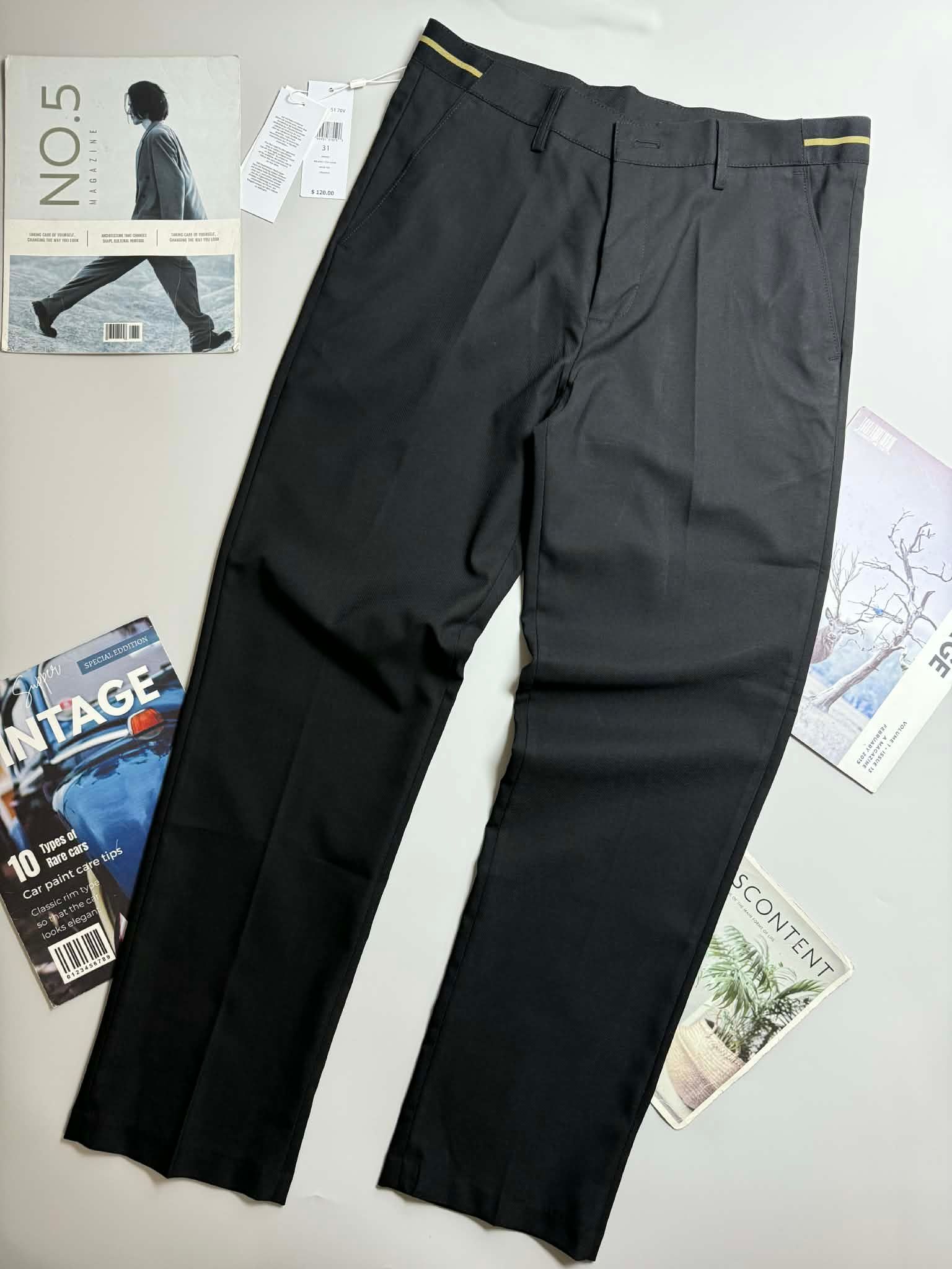 QUẦN VẢI LA.COSTE CẠP KẺ VÀNG SLIM 6811