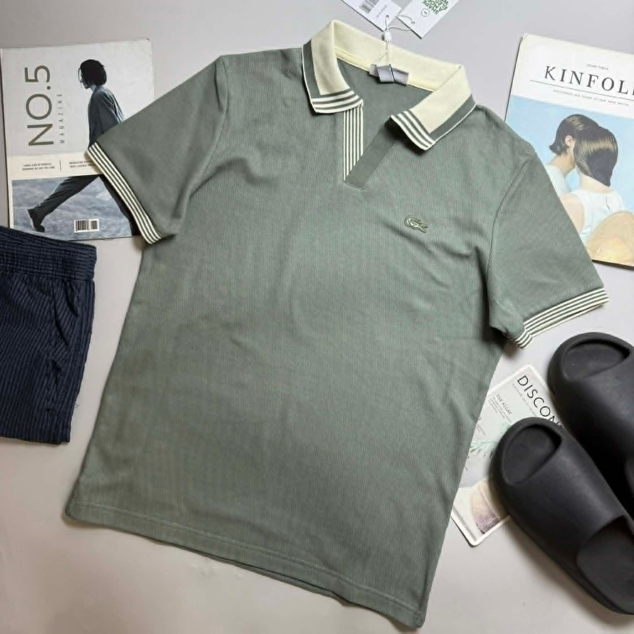 POLO LA.COSTE CỔ V VIỀN KẺ SLIM 7650