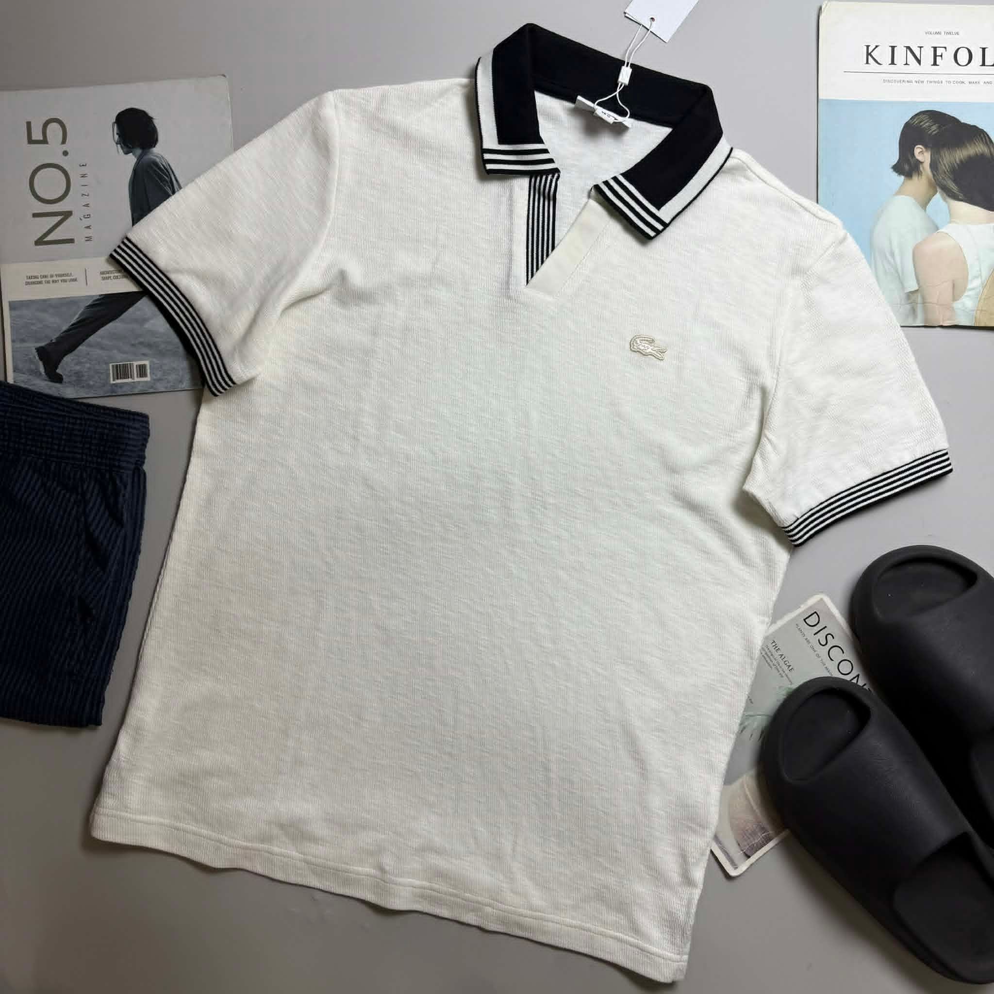 POLO LA.COSTE CỔ V VIỀN KẺ SLIM 7650