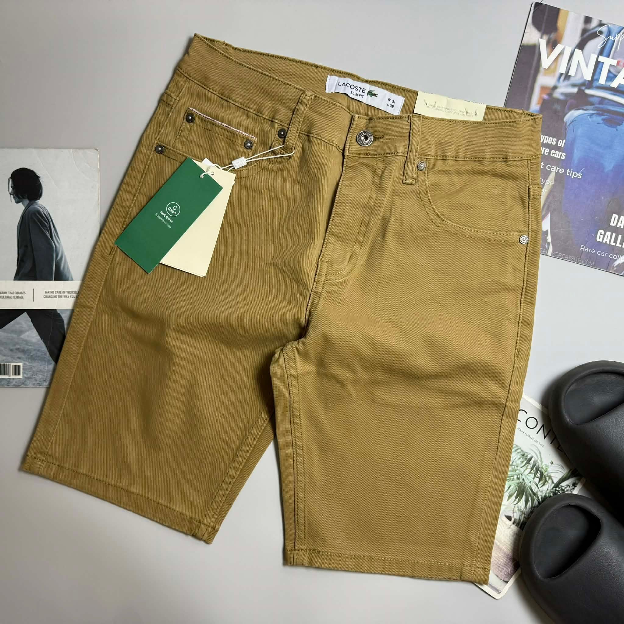 SHORT KAKI LA.COSTE LOGO TÚI SAU SLIM 6621