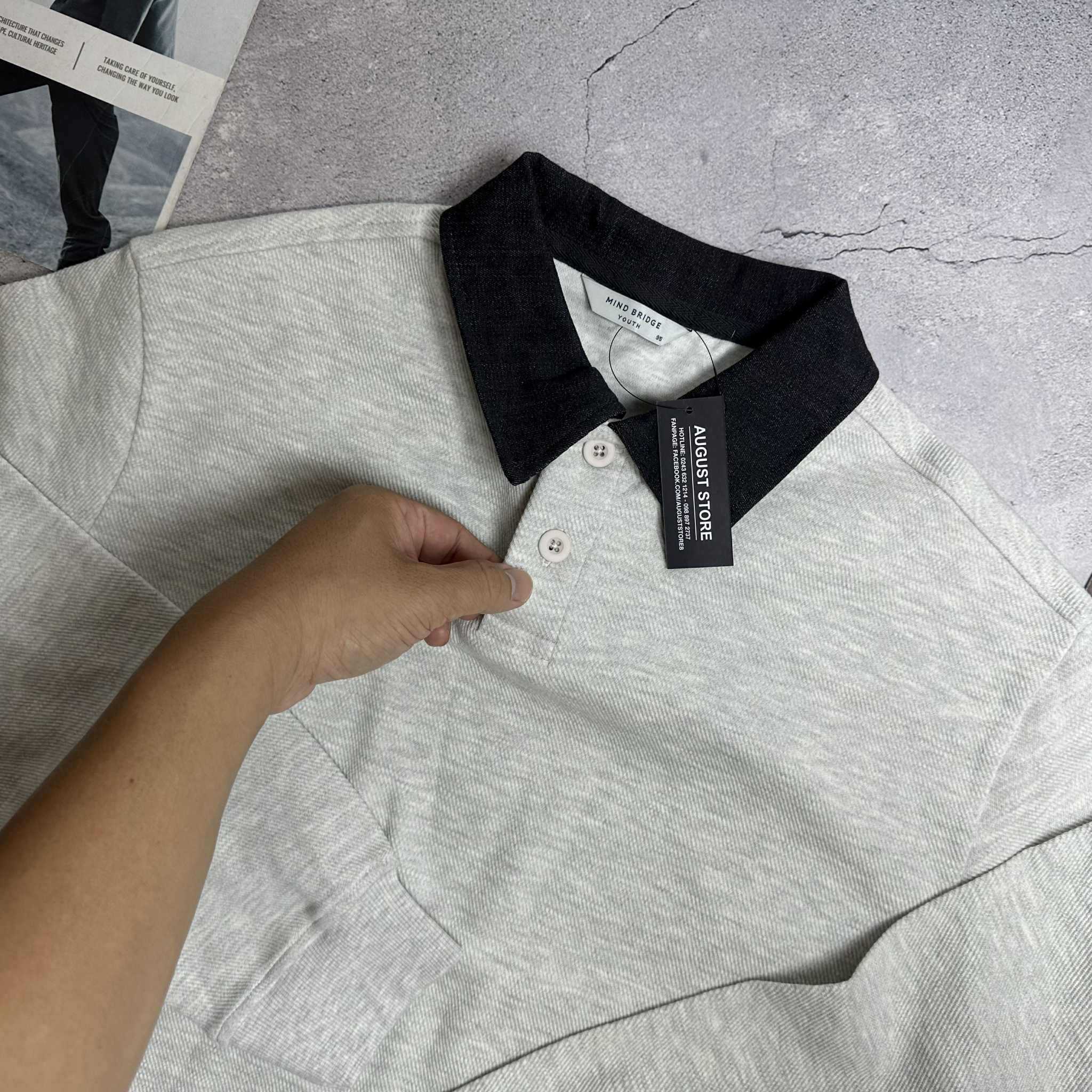 POLO NỈ DT MIND.BRIDGE PHỐI CỔ VẢI JEAN 6124