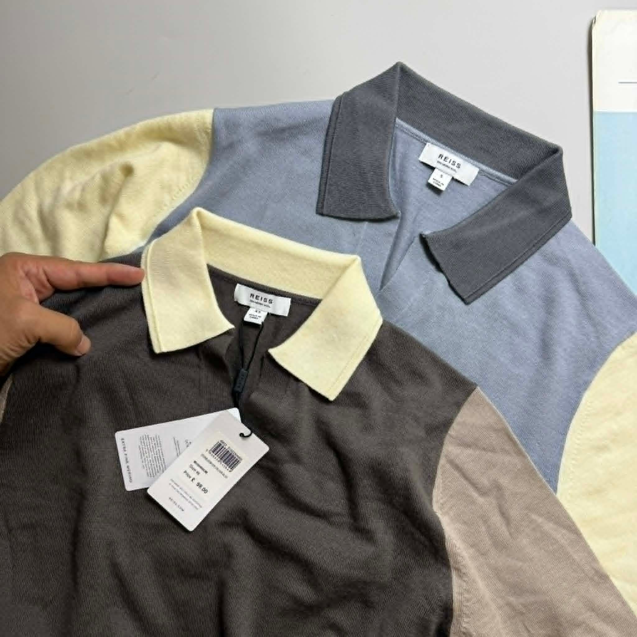POLO LEN MERINO REI.SS COLOUR BLOCK 4402