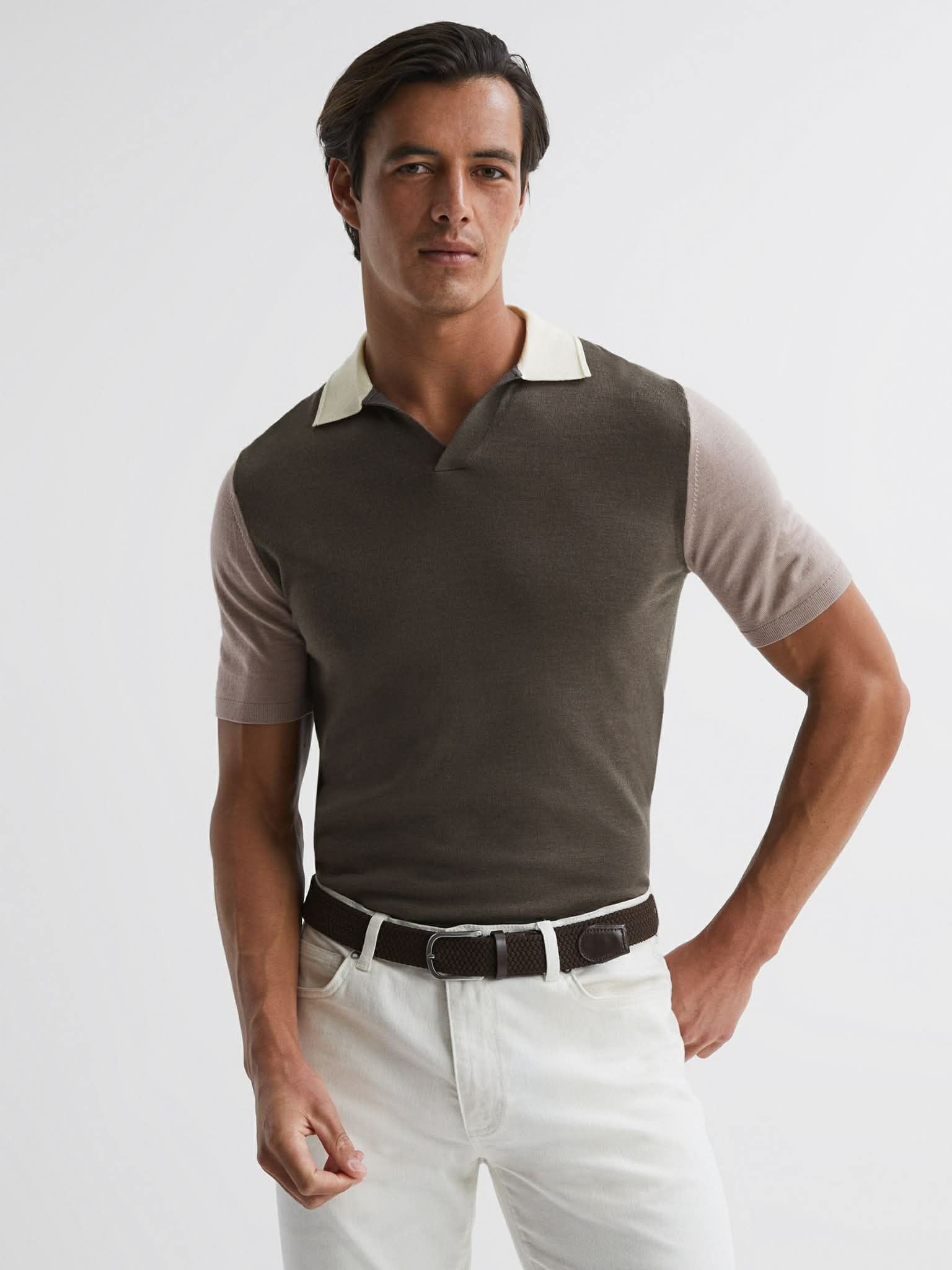 POLO LEN MERINO REI.SS COLOUR BLOCK 4402