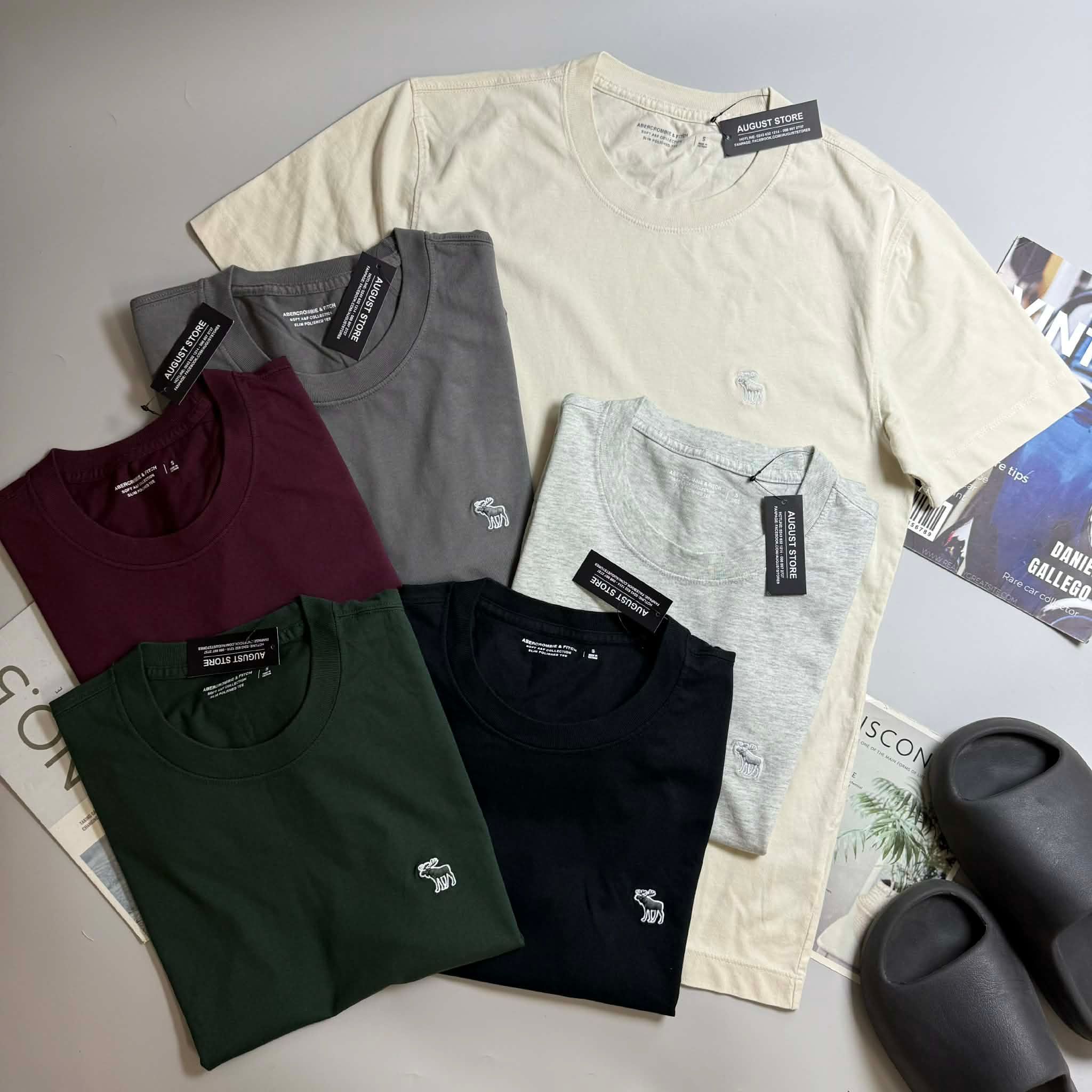 ÁO CỔ TRÒN ABER SLIM LOGO THÊU 6266