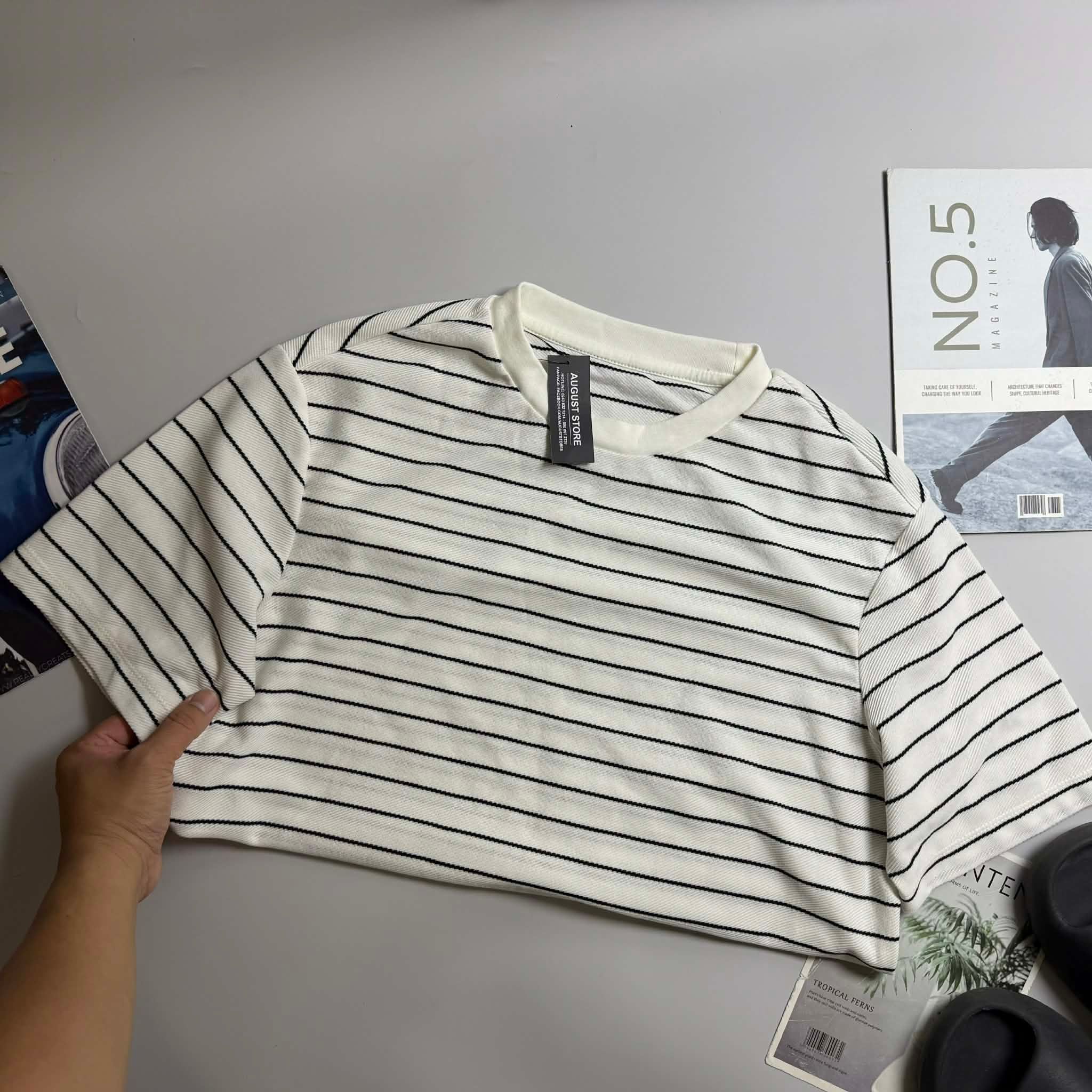 ÁO CỔ TRÒN MIND.BRIDGE KẺ NGANG 3232