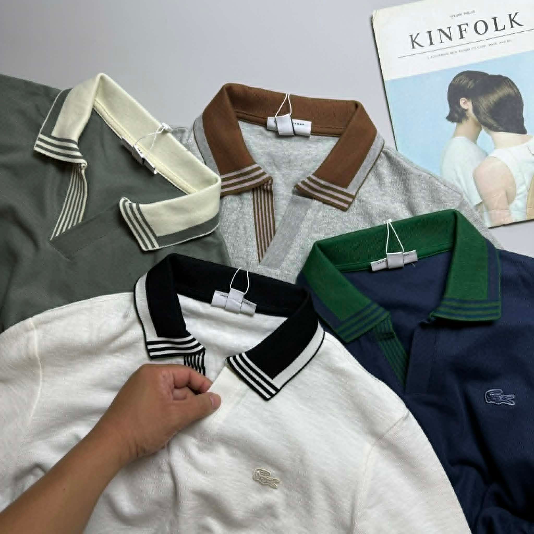 POLO LA.COSTE CỔ V VIỀN KẺ SLIM 7650