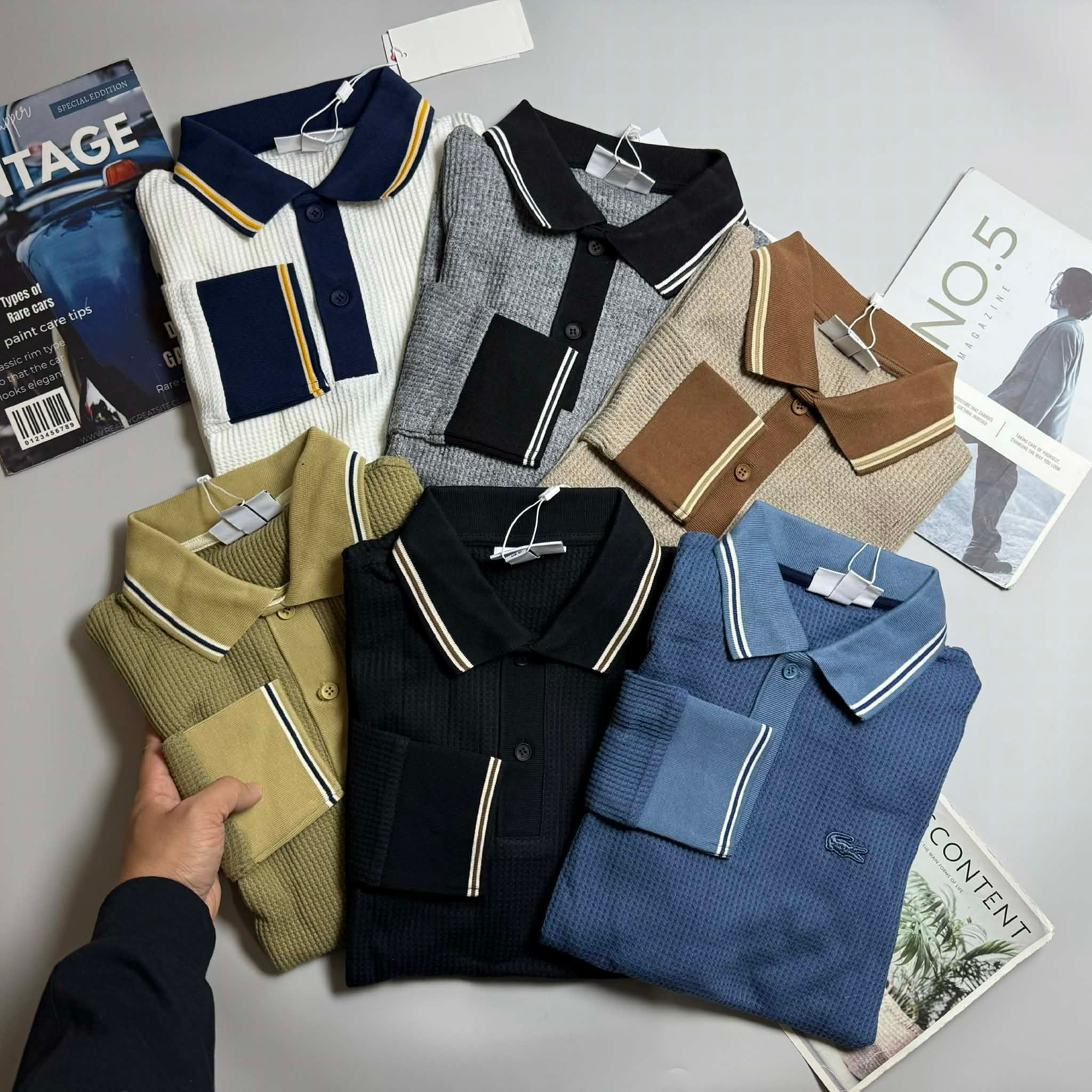 POLO DT LA.COSTE VIỀN KẺ CỔ & TAY SLIMFIT 6726